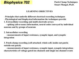 LEARNING OBJECTIVES Principles that underlie different electrical recording techniques