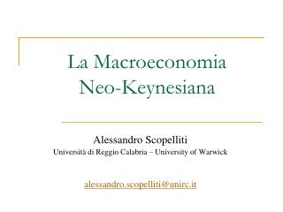 La Macroeconomia Neo-Keynesiana