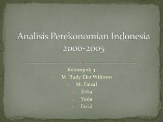 Analisis Perekonomian Indonesia 2000-2005