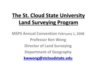 The St. Cloud State University Land Surveying Program