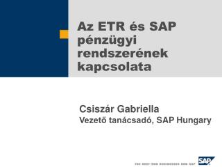 Az ETR és SAP pénzügyi rendszerének kapcsolata