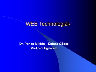 WEB Technológiák
