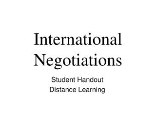 International Negotiations