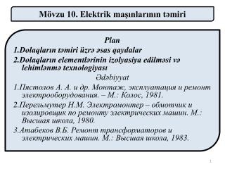 Mövzu 10. Elektrik maşınlarının təmiri