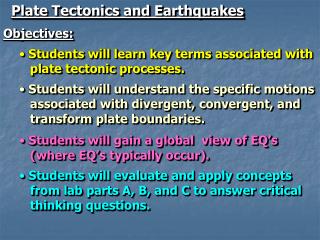 Plate Tectonics and Earthquakes