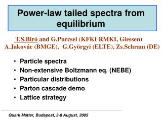 Power-law tailed spectra from equilibrium