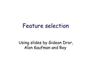 Feature selection