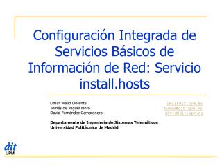 Configuración Integrada de Servicios Básicos de Información de Red: Servicio install.hosts