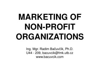 MARKETING OF NON-PROFIT ORGANI Z ATIONS