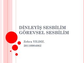 DİNLEYİŞ SESBİLİM GÖREVSEL SESBİLİM