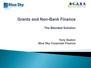 Grants and Non-Bank Finance The Blended Solution Tony Seaton Blue Sky Corporate Finance