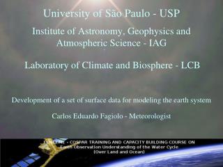 Development of a set of surface data for modeling the earth system