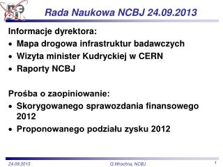 Rada Naukowa NCBJ 24.09.2013
