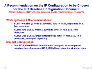 Working Group 4 Recommendations: