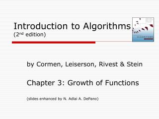 Introduction to Algorithms (2 nd edition)