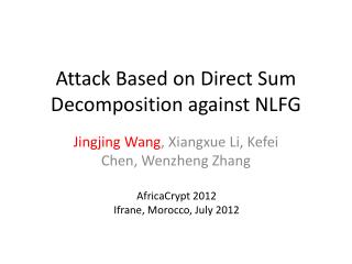 Attack Based on Direct Sum Decomposition against NLFG