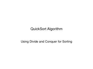 QuickSort Algorithm