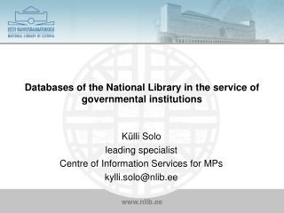 Databases of the National Library in the service of governmental institutions
