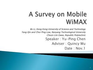 A Survey on Mobile WiMAX