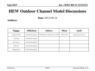 HEW Outdoor Channel Model Discussions