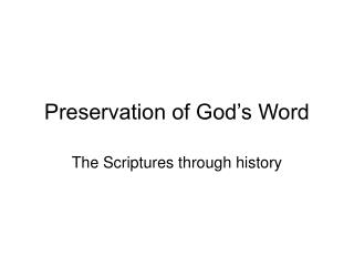 Preservation of God’s Word