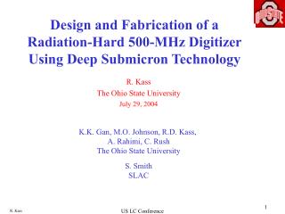 Design and Fabrication of a Radiation-Hard 500-MHz Digitizer Using Deep Submicron Technology