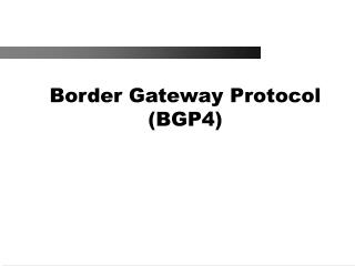 Border Gateway Protocol (BGP4)