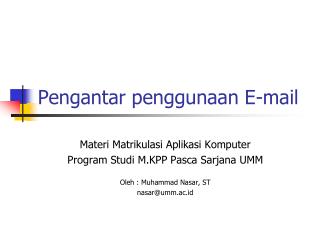 Pengantar penggunaan E-mail