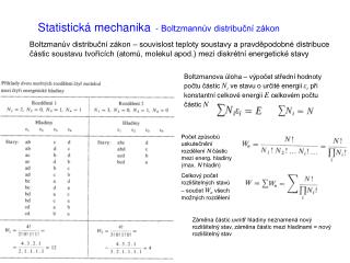 Statistická mechanika - Boltzmannův distribuční zákon