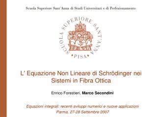 L' Equazione Non Lineare di Schrödinger nei Sistemi in Fibra Ottica