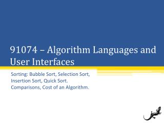 91074 – Algorithm Languages and User Interfaces