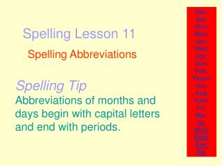 Spelling Lesson 11