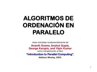 ALGORITMOS DE ORDENACIÓN EN PARALELO