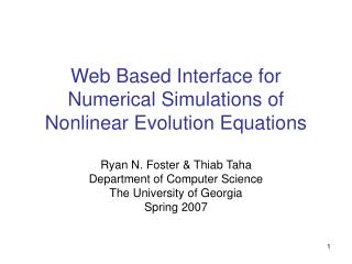 Web Based Interface for Numerical Simulations of Nonlinear Evolution Equations