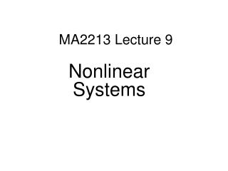 MA2213 Lecture 9