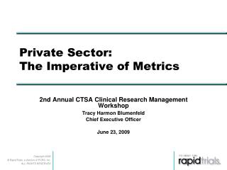 Private Sector: The Imperative of Metrics