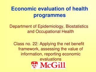 Economic evaluation of health programmes