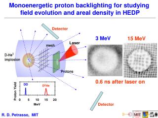 Monoenergetic proton backlighting for studying field evolution and areal density in HEDP