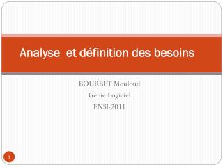 Analyse et définition des besoins