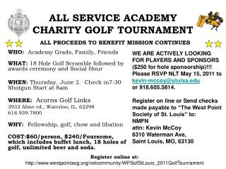 ALL SERVICE ACADEMY CHARITY GOLF TOURNAMENT
