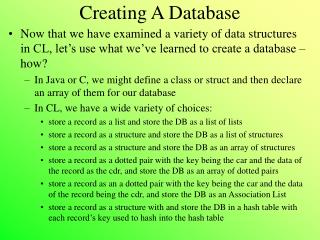 Creating A Database