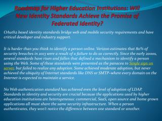 Roadmap for Higher Education Institutions: Will New Identity