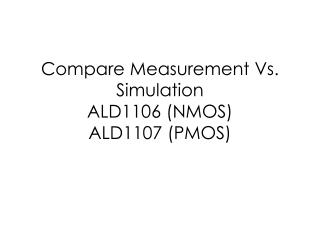 Compare Measurement Vs. Simulation ALD1106 (NMOS) ALD1107 (PMOS)