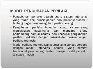 MODEL PENGUBAHAN PERILAKU