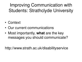 Improving Communication with Students: Strathclyde University