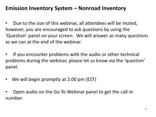 Emission Inventory System – Nonroad Inventory