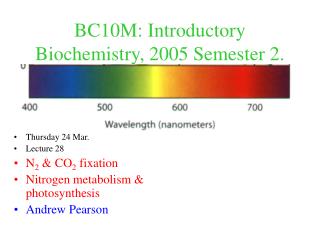 BC10M: Introductory Biochemistry, 2005 Semester 2.