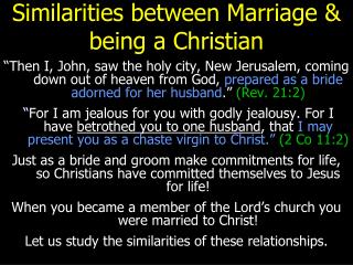Similarities between Marriage & being a Christian