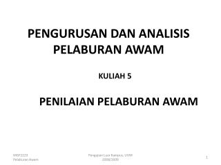 PENGURUSAN DAN ANALISIS PELABURAN AWAM