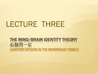 The Mind/Brain Identity Theory 心脑同一论 (another species in the materialist family)